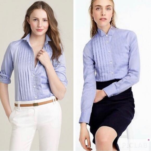 J. Crew x Thomas Mason Striped Cotton Tuxedo Shirt, Professional Career Casual 0 - Picture 1 of 10